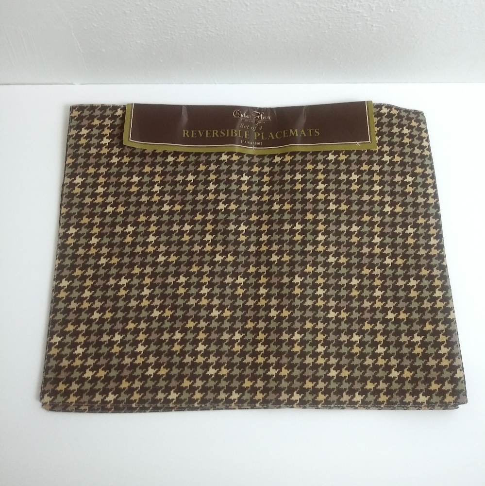 Chelsea Home Reversible Placemats Set Of 4 14"x18" Paisley Houndstooth Pattern